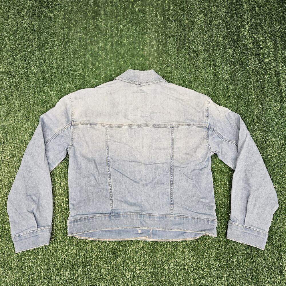 Abercrombie Kids Blue Medium Wash Floral Embroidered Denim Jacket Size 13/14 - Picture 7 of 12